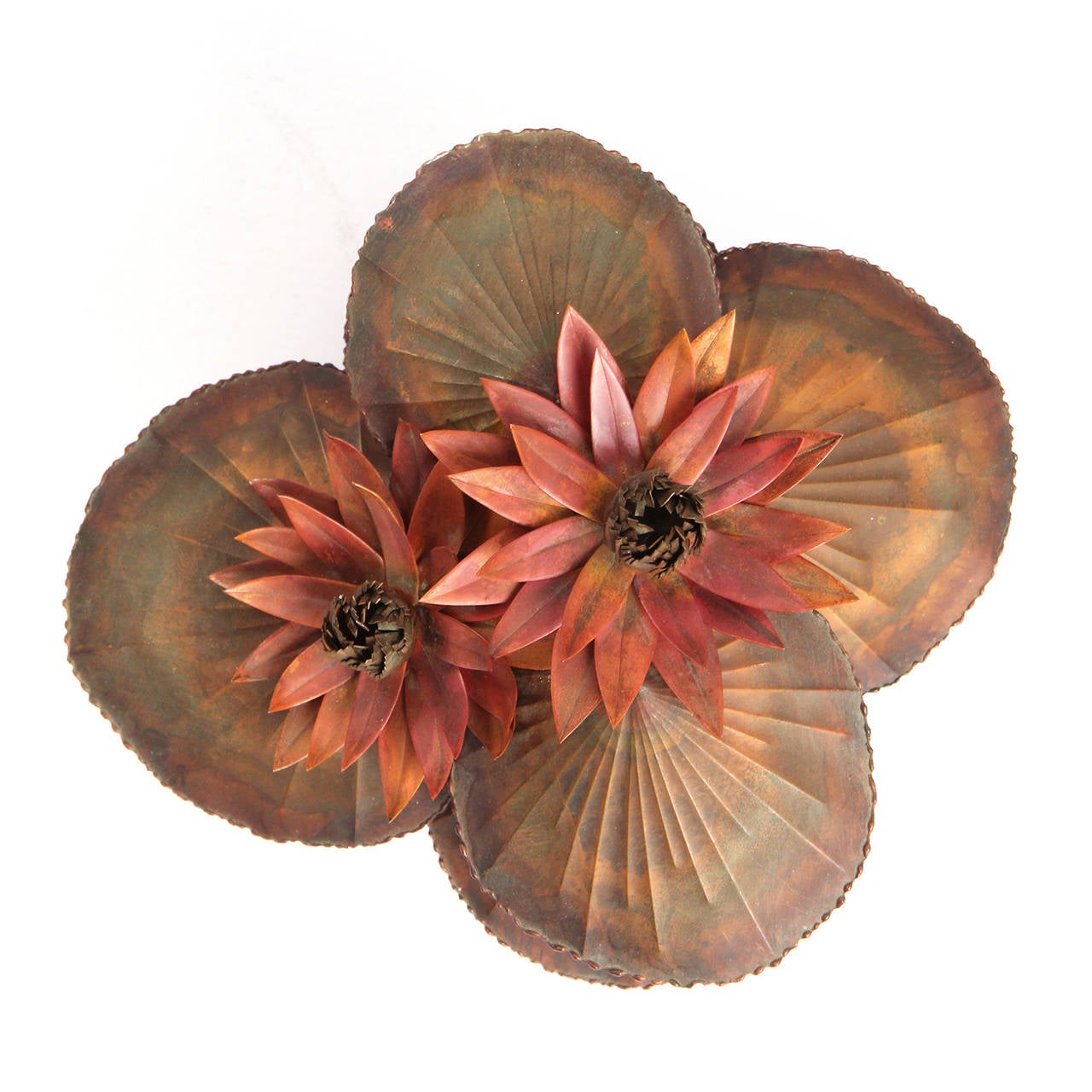 Metal Water Lilly Sculpture by Steck
