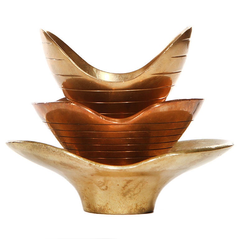 Copper and Brass Bowls by Paavo Tynell