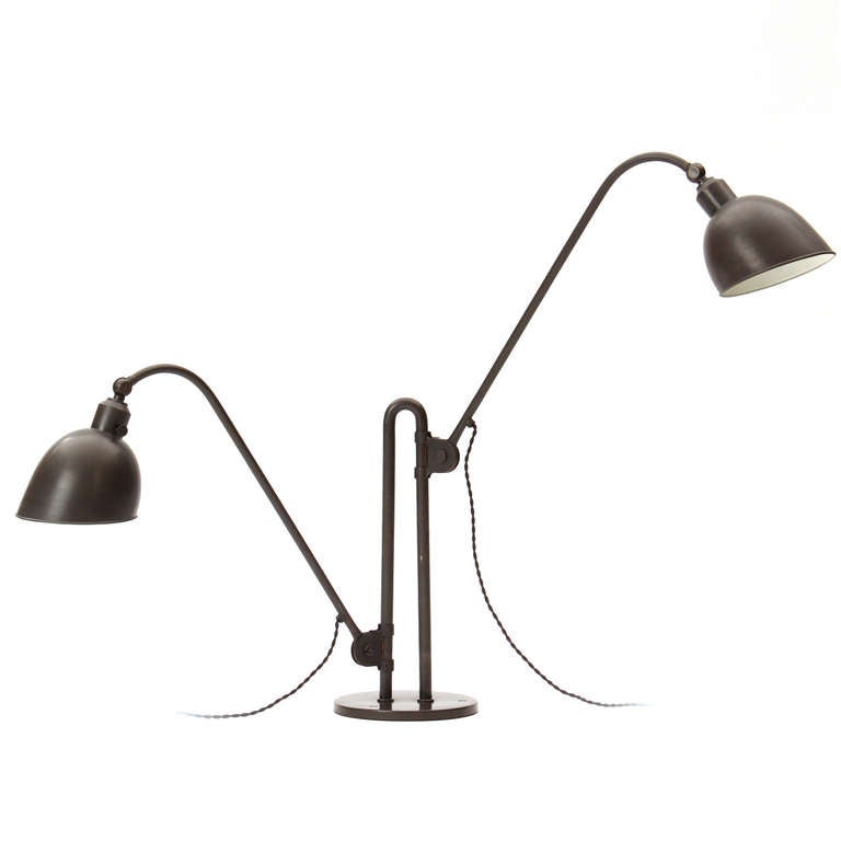 Bauhaus Rare Double Desk Lamp By Christian Dell