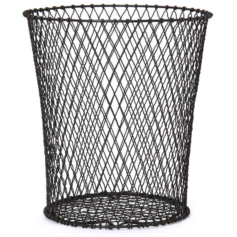 Woven Wire Waste Paper Basket at 1stDibs | wastepaper basket, wire waste  paper baskets, wire trash can