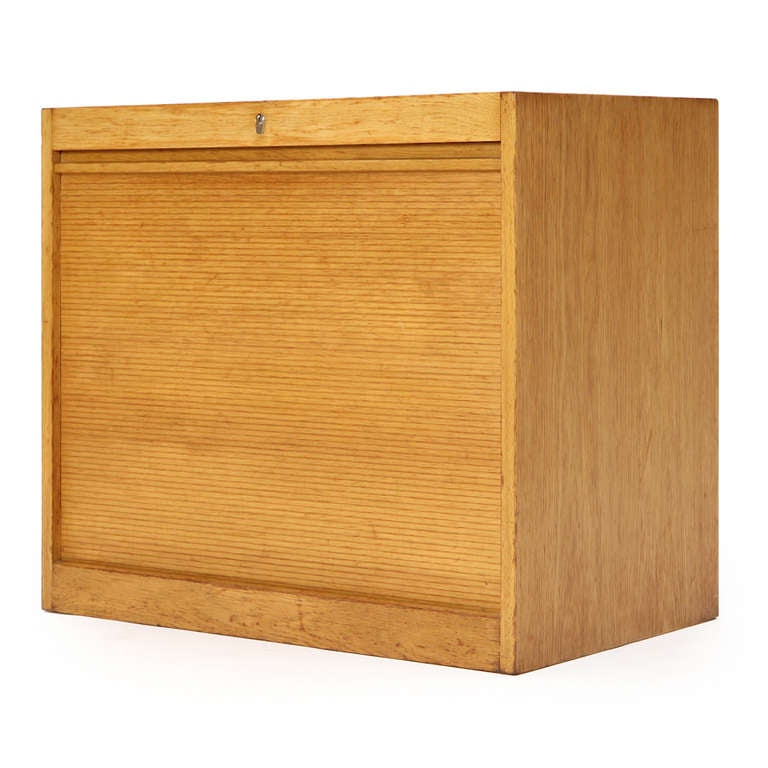 Mid-20th Century Oak Tambour Cabinet by Hans J. Wegner For Sale