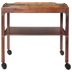Rosewood and Tile Serving Cart by Royal Copenhagen