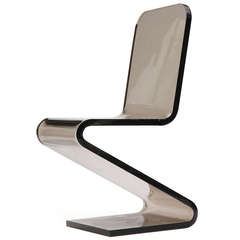 Smoke Acrylic Z Chair in the Style of Gerrit Reitveld