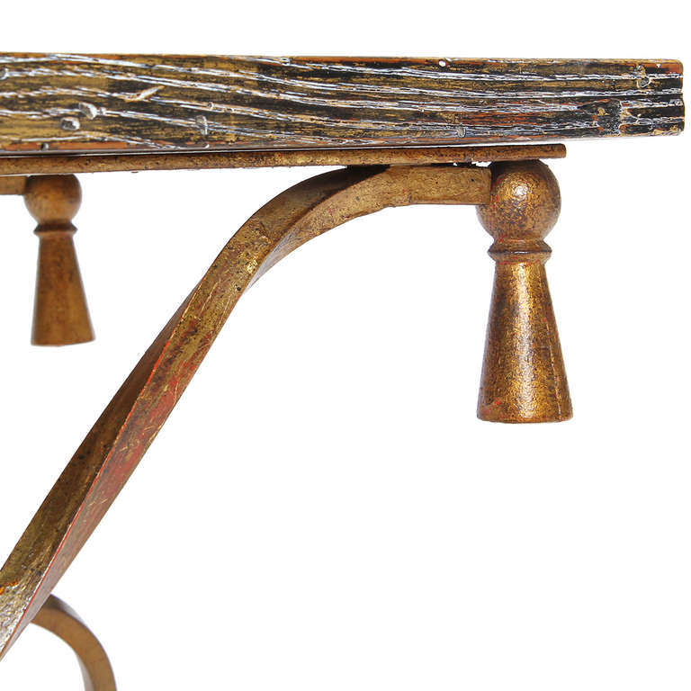 Gilded Italian Wrought Iron Table For Sale 4