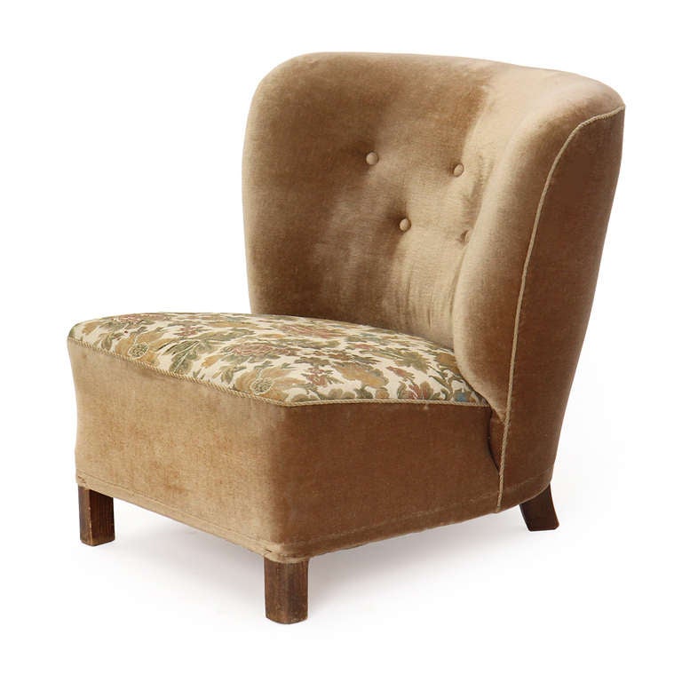 light brown velvet chair