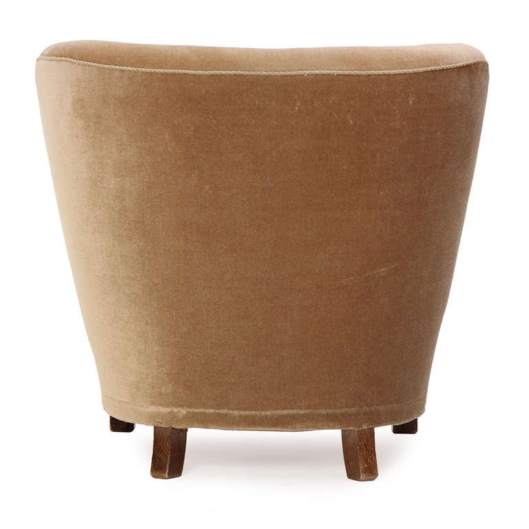 Scandinavian Modern Danish Velvet Slipper Chair For Sale
