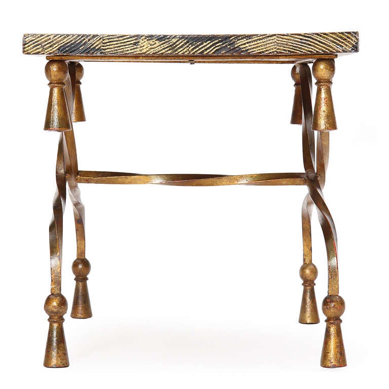 Mid-Century Modern Gilded Italian Wrought Iron Table For Sale