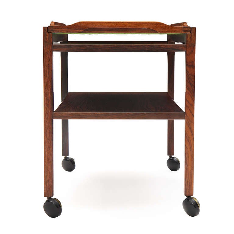 Mid-20th Century Rosewood and Tile Serving Cart by Royal Copenhagen