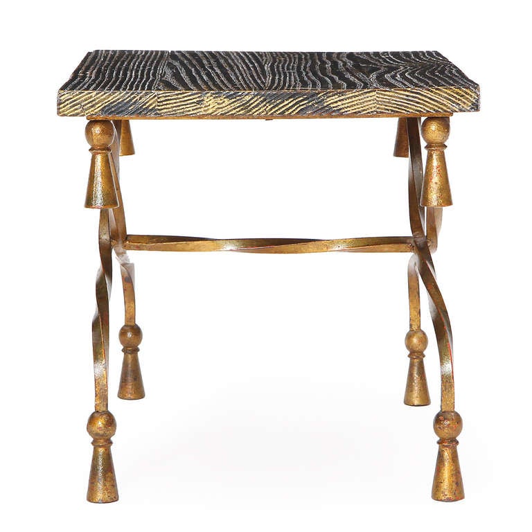 Gilded Italian Wrought Iron Table In Good Condition For Sale In Sagaponack, NY