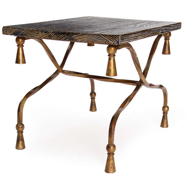 Mid-20th Century Gilded Italian Wrought Iron Table For Sale