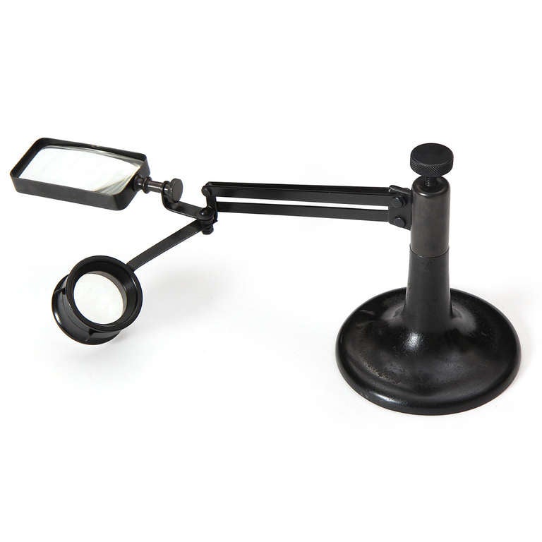 Industrial Cast Iron Magnifier and Loupe In Good Condition In Sagaponack, NY