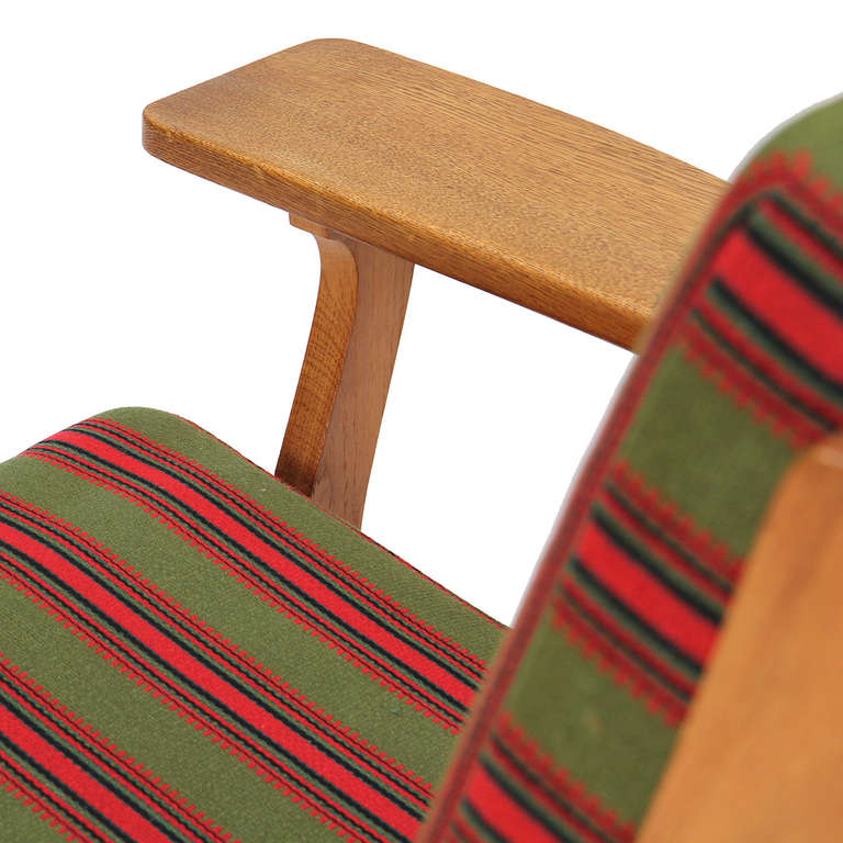 Wool Wide-Arm Easy Chair by Hans Wegner