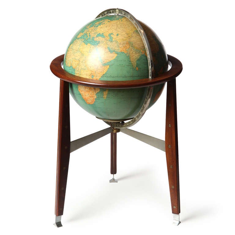 Mid-Century Modern Glass Globe by Edward Wormley for Rand McNally