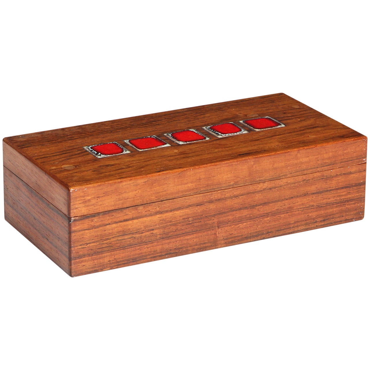 Rosewood Box with Five Inlaid Tiles by Bodil Eje