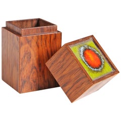Bodil Eje Rosewood Trinket Box with Inlaid Ceramic Tile