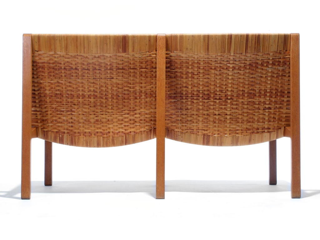 Oak and Cane Bench by Larsen and Madsen In Excellent Condition In Sagaponack, NY
