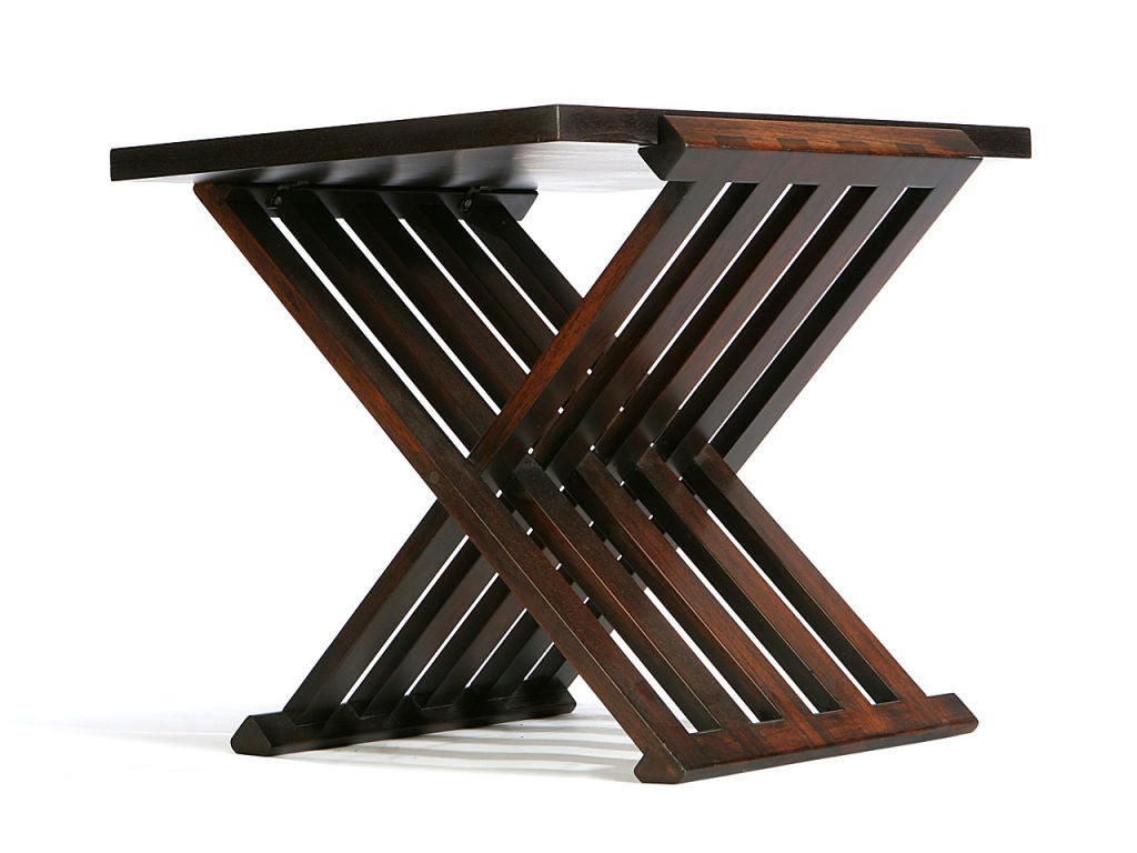Mid-20th Century Slatted X-Base End Table by Edward Wormley