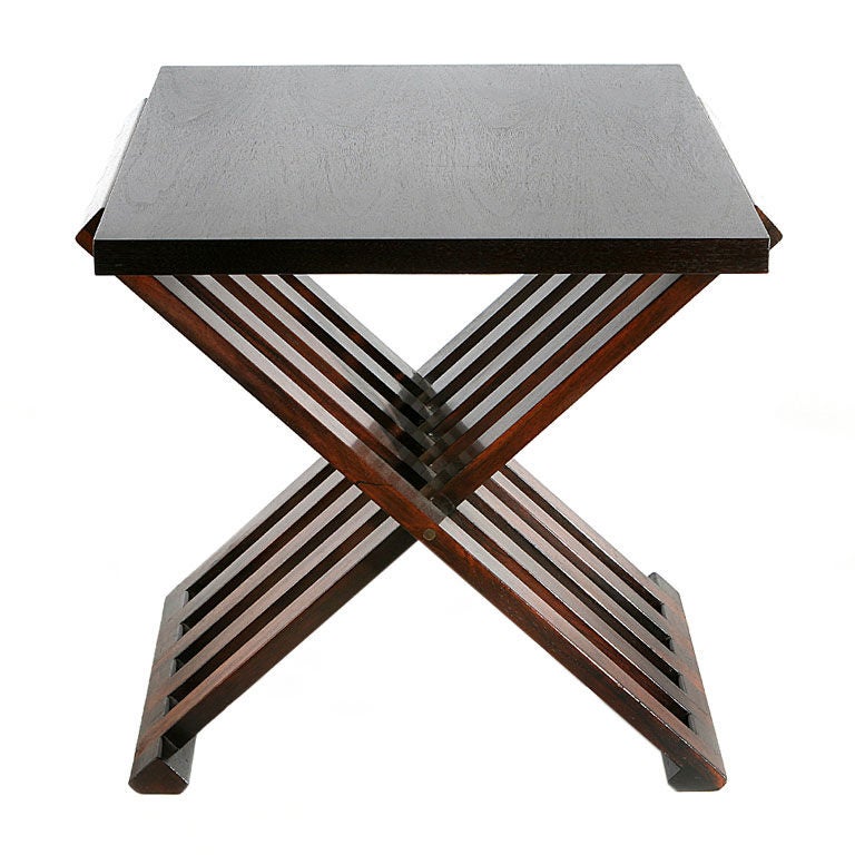 Slatted X-Base End Table by Edward Wormley
