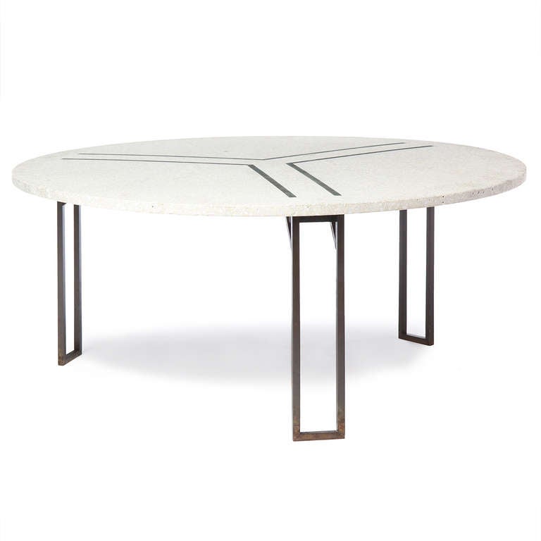 Mid-Century Modern Terrazzo and Bronze Low Table