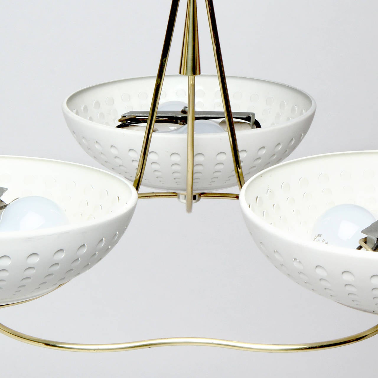 Mid-Century Modern Brass and Lacquer Chandelier