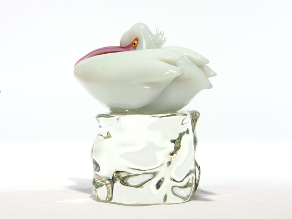 Glass Pelican Sculpture by Archimede Seguso
