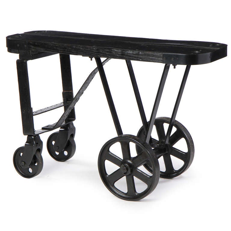 Iron and Oak Industrial Cart In Good Condition In Sagaponack, NY