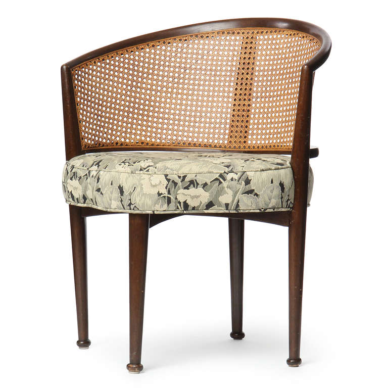 Américain Ensemble de six chaises de salle à manger à dossier canné par Edward Wormley pour Dunbar, années 1940 en vente