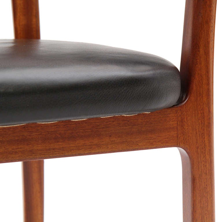 Leather Mahogany Humpback Armchair by Ole Wanscher for A.J. Iversen