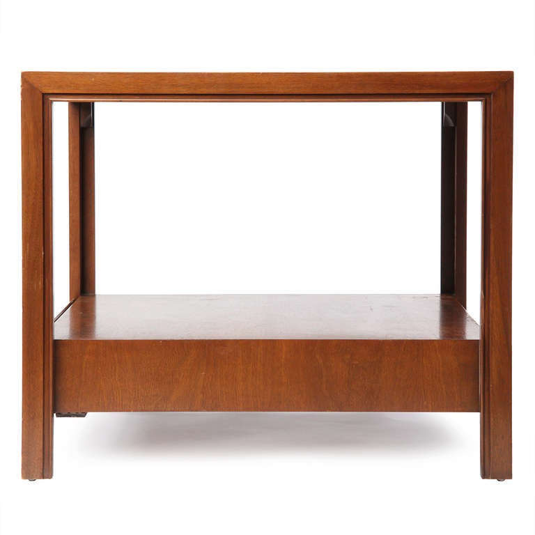 Walnut Pair of Parsons End Tables by Baker