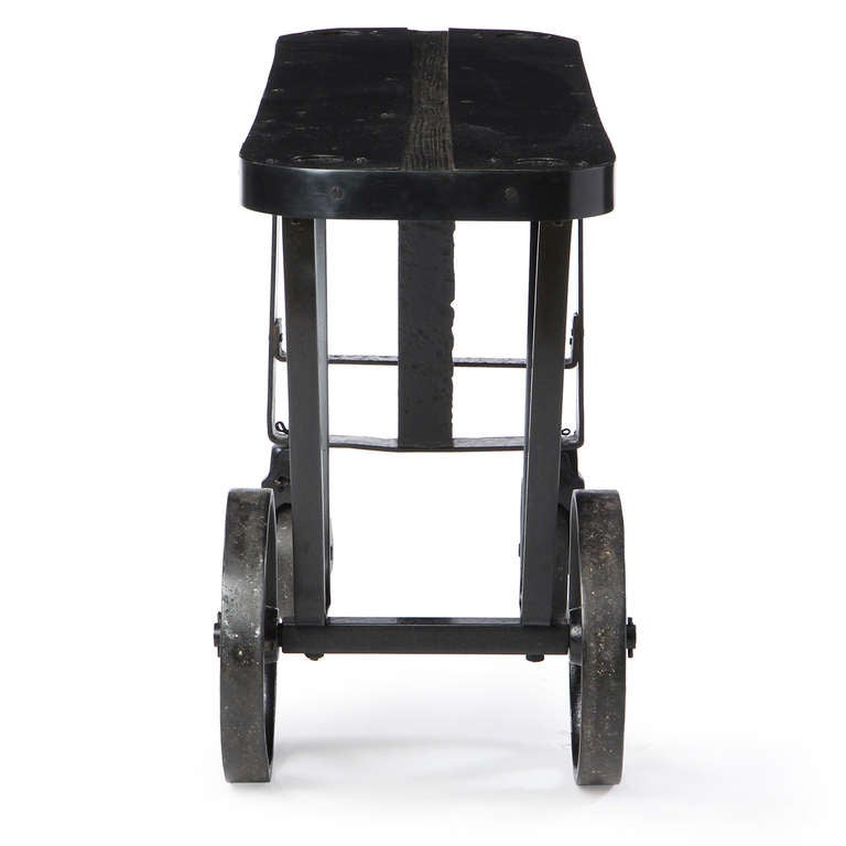 20th Century Iron and Oak Industrial Cart