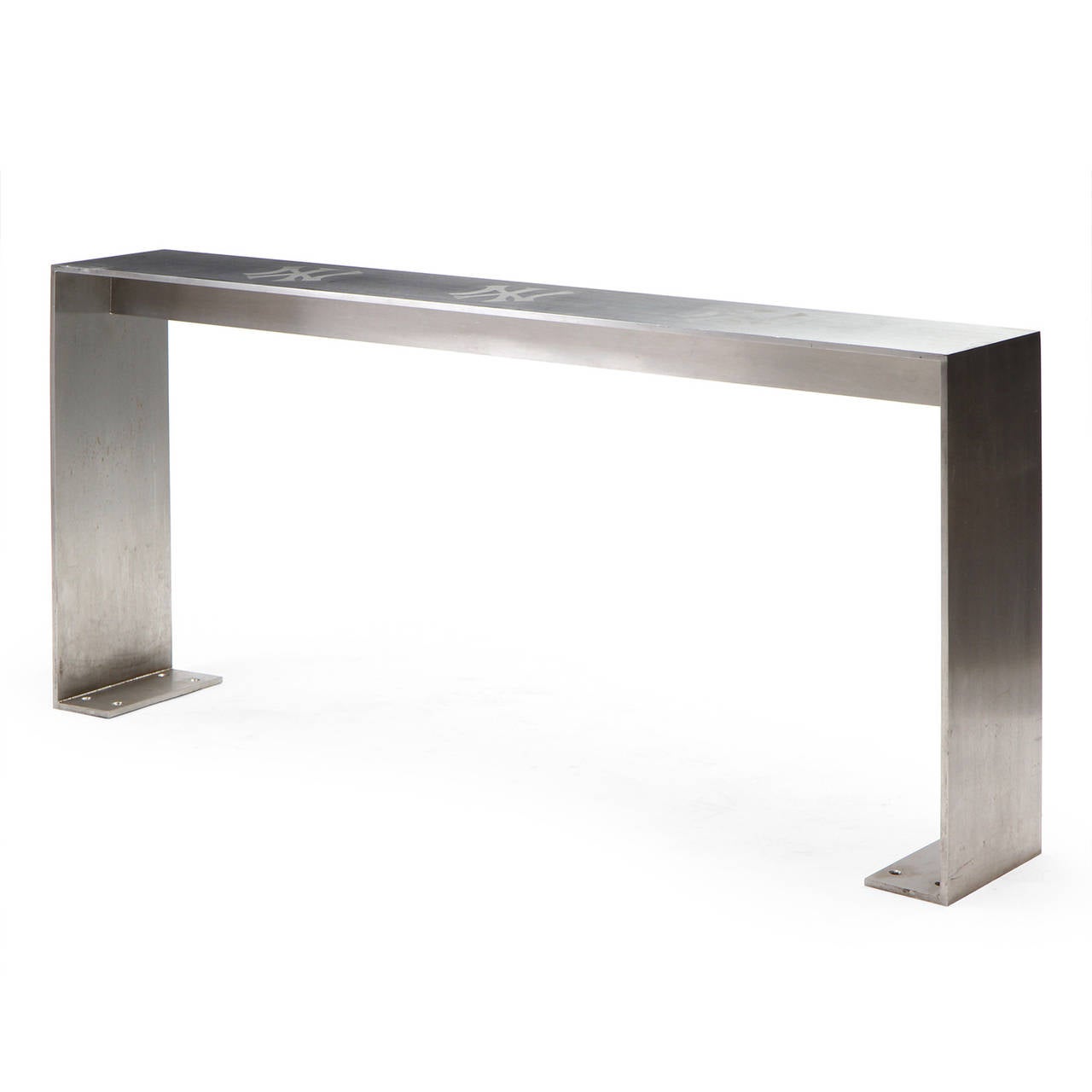 Industrial Low Minimalist Steel Table from Yankee Stadium For Sale
