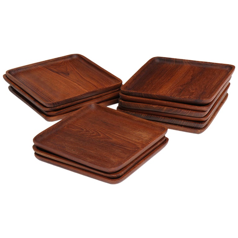 Square Teak Plates at 1stDibs
