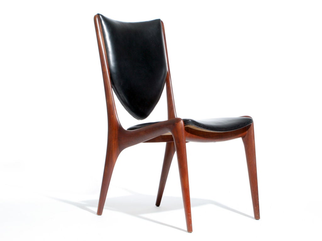 Mid-Century Modern Shield Back Walnut Chairs by Vladimir Kagan