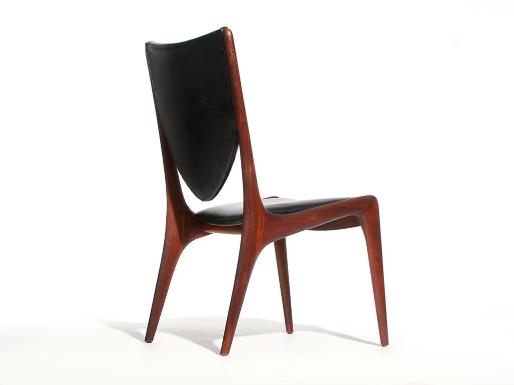 Shield Back Walnut Chairs by Vladimir Kagan In Excellent Condition In Sagaponack, NY
