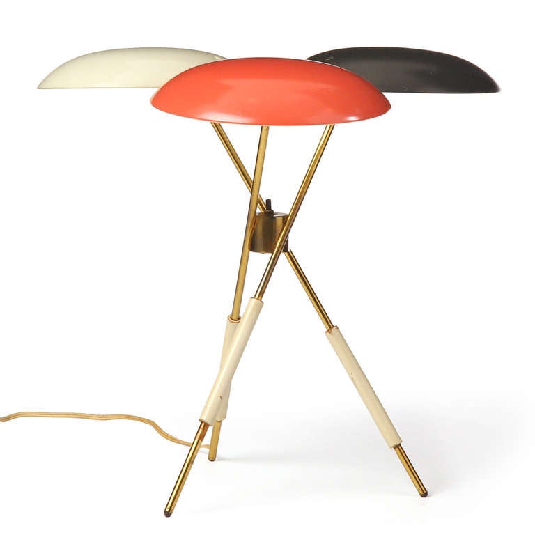Mid-Century Modern Tri-Color Tripod Desk Lamp by Gerald Thurston