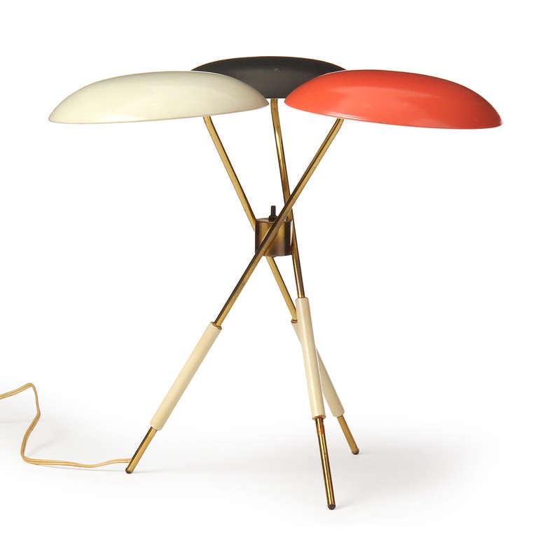 Tri-Color Tripod Desk Lamp by Gerald Thurston In Good Condition In Sagaponack, NY