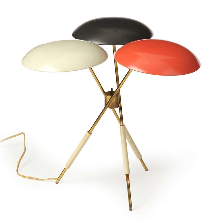 American Tri-Color Tripod Desk Lamp by Gerald Thurston