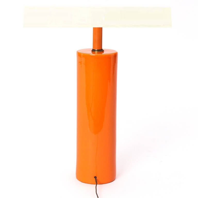 Cylindrical Table Lamp In Good Condition In Sagaponack, NY