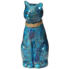 Vintage Blue Ceramic Cat