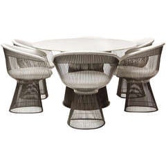 Vintage Rare Oval Dining Table and Chairs By Warren Platner