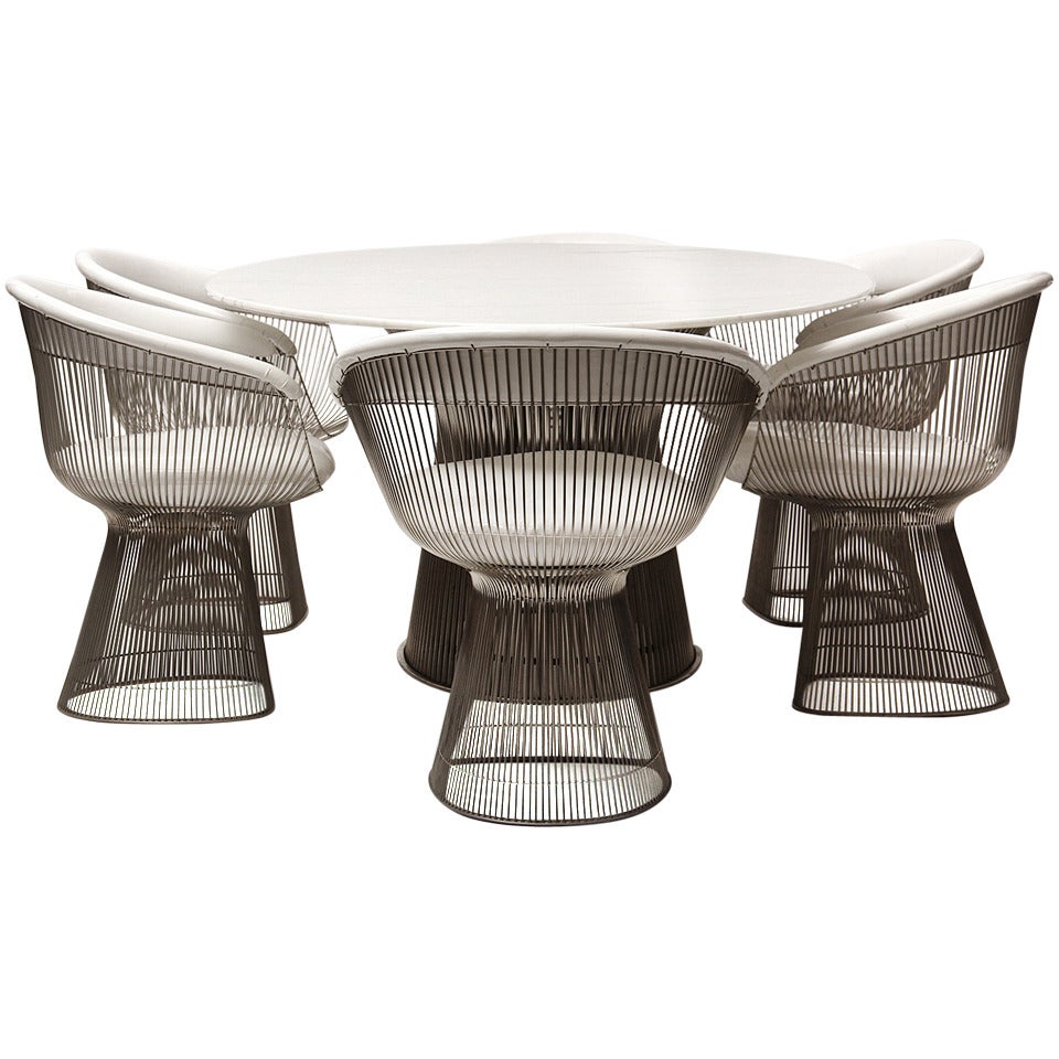 Rare Oval Dining Table and Chairs By Warren Platner