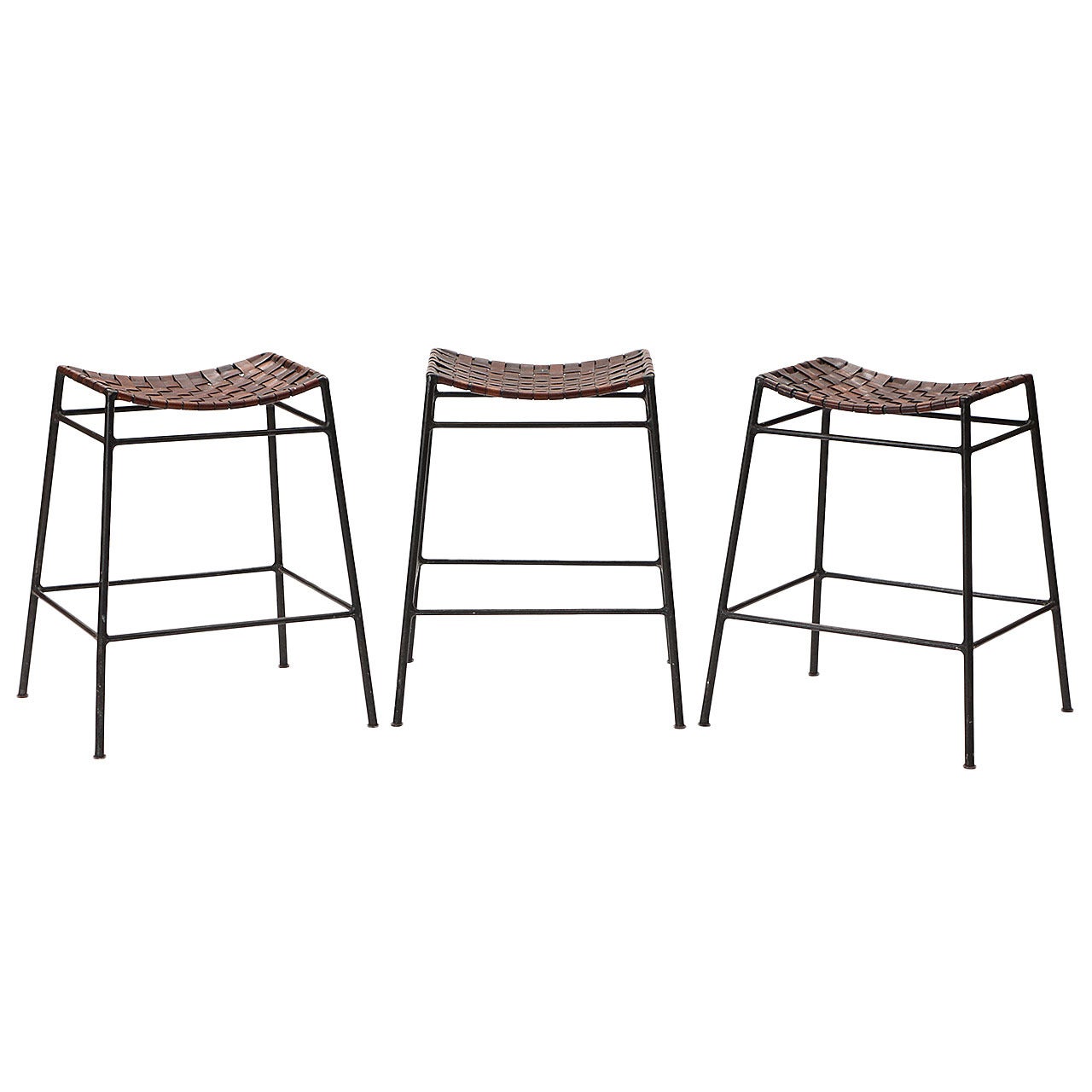 Leather And Iron Stools