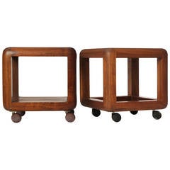 Walnut End Tables on Casters by Gerald McCabe