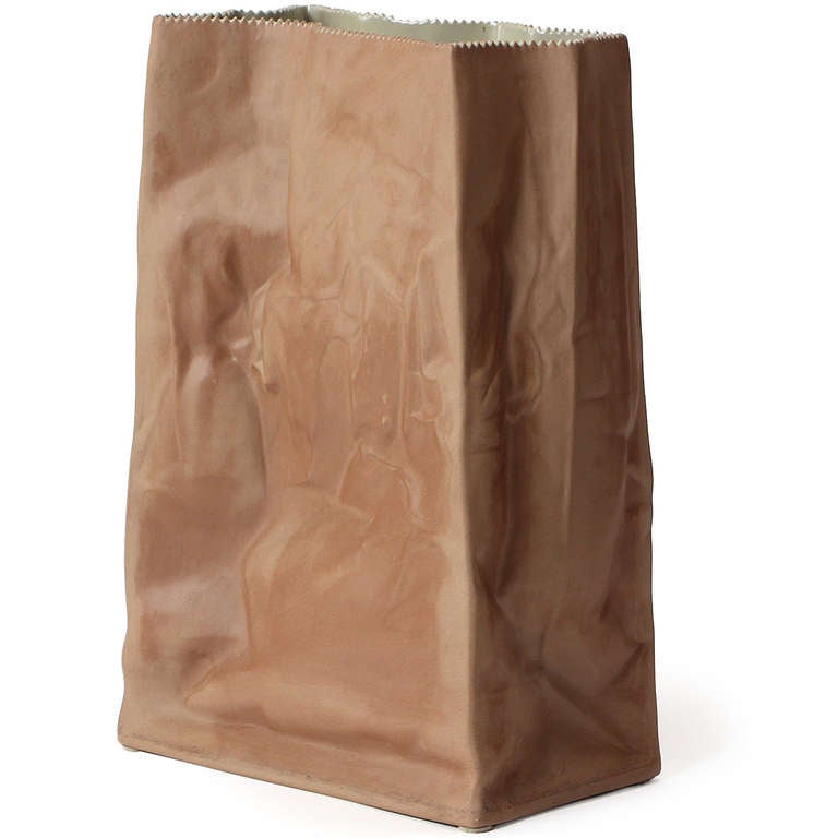 ceramic paper bag vase