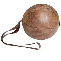 Antique Strapped Leather Medicine Ball