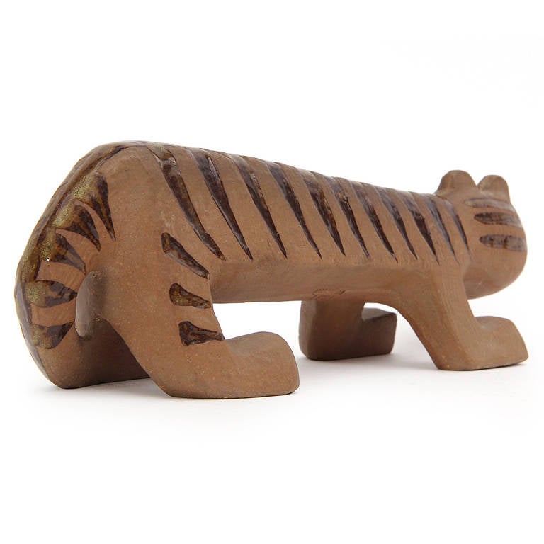 Mid-20th Century Ceramic Tiger by Lisa Larson