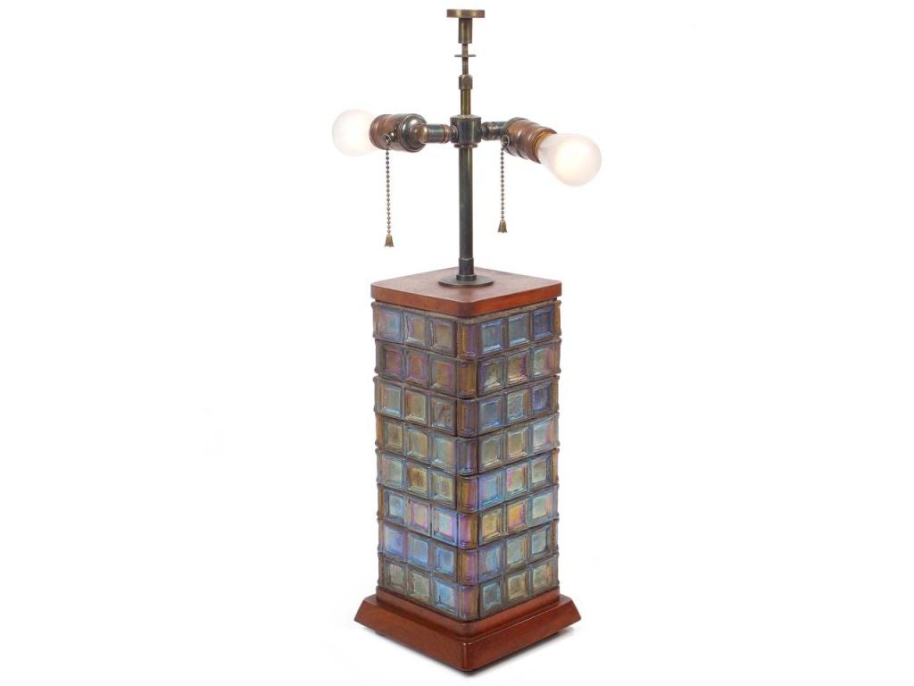 American Tiffany Tile Lamp by Edward Wormley for Dunbar