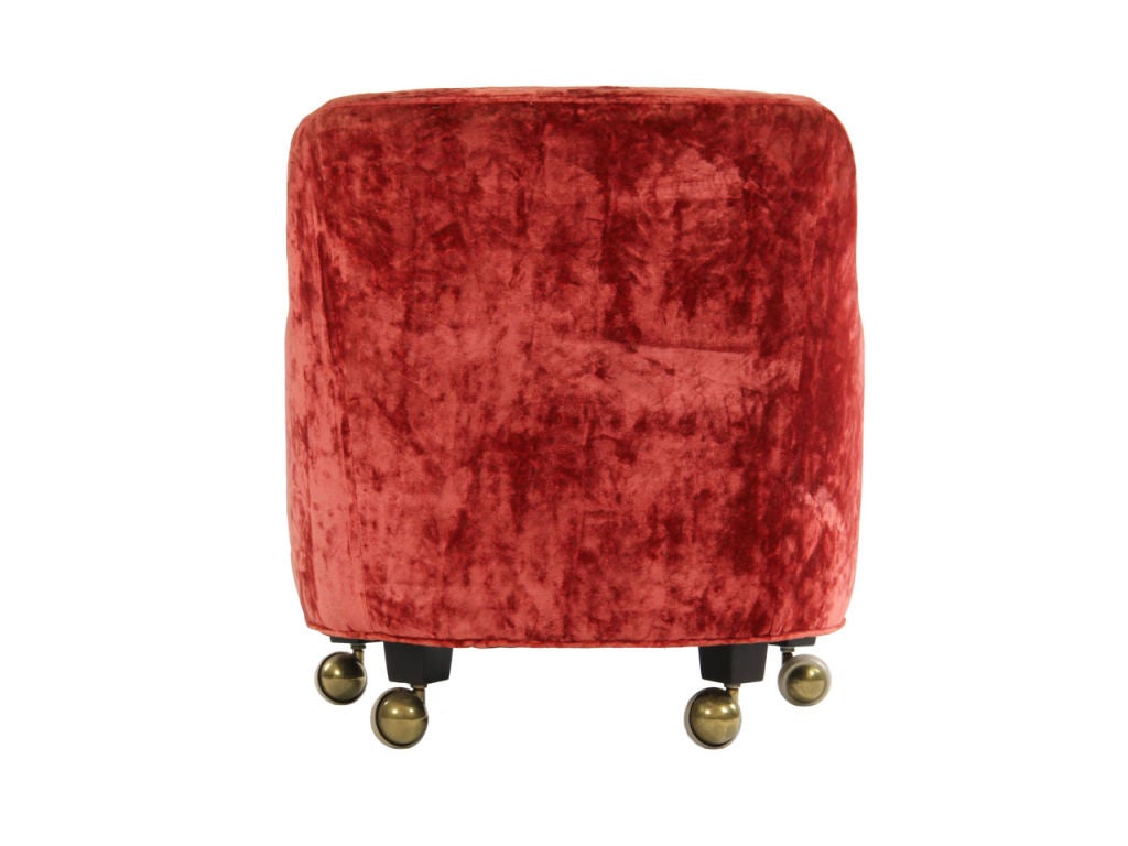 Mid-20th Century 1960s Pair of Petite Lounge Chairs by Edward Wormley for Dunbar in Red Velvet