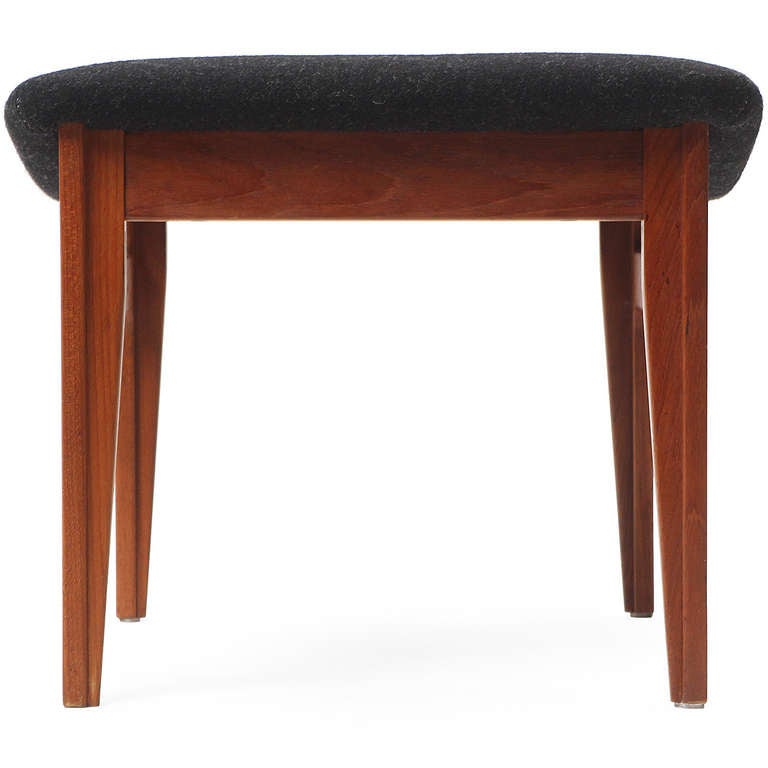 Scandinavian Modern 1950s Danish Teak and Wool Ottoman by Finn Juhl for France & Son For Sale