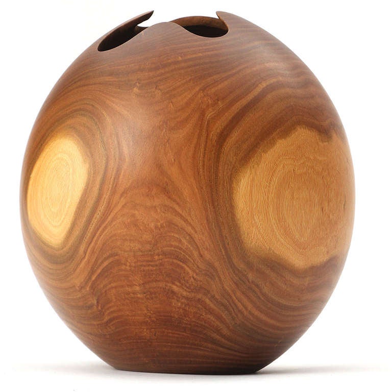 American Craftsman Turned Claro Walnut Vessel For Sale